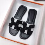 Hermes Oran Sandals in Black Rhinestones size 34-43  (Brand New)