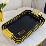 Set of 3 Rectangular Plastic Serving Trays