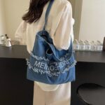 Denim Tote Jean Shoulder Handbag - Image 3